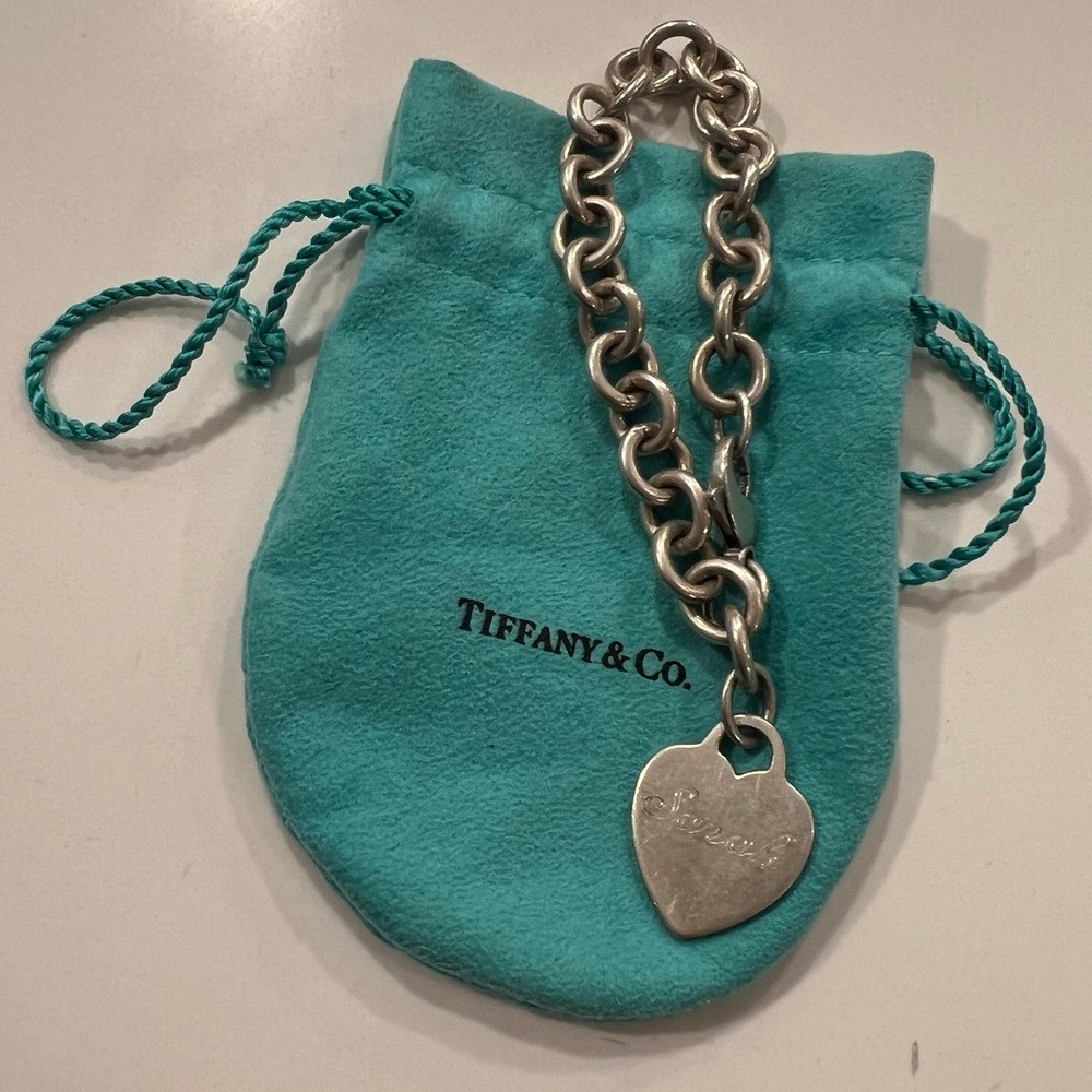 Authentic Tiffany & Co. Heart Tag Bracelet Engraved Sarah Sterling Silver 925 - Picture 3 of 7